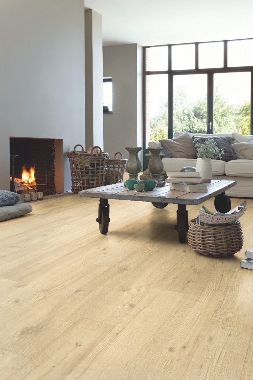 Ламинат Quick Step Impressive Дуб Песочный IM1853 1380×190×8 фото в интерьере